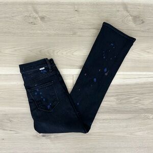 mother the insider ankle black paint splatter jeans